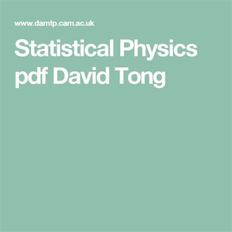 A particle moving in one dimension has Hamiltonian H 2mp2 q4 Show that the heat capacity for a gas of N such particles is C V 3N kB4. . David tong statistical physics solutions